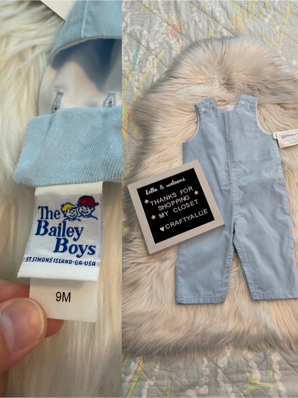 The Bailey Boys Baby Light Blue Corduroy Longall | 9M